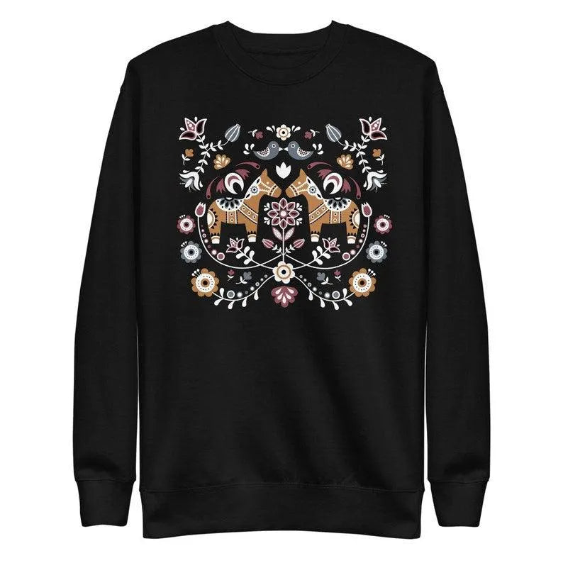 Swedish Dala Horse Fleece Sweatshirt - The Global Wanderer