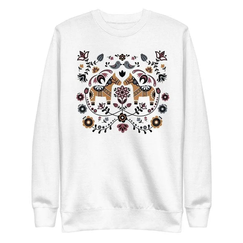 Swedish Dala Horse Fleece Sweatshirt - The Global Wanderer