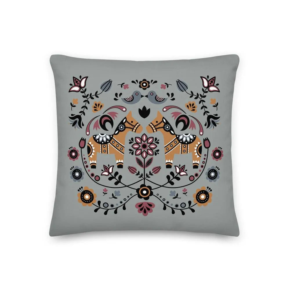 Swedish Dala Horse Throw Pillow - The Global Wanderer