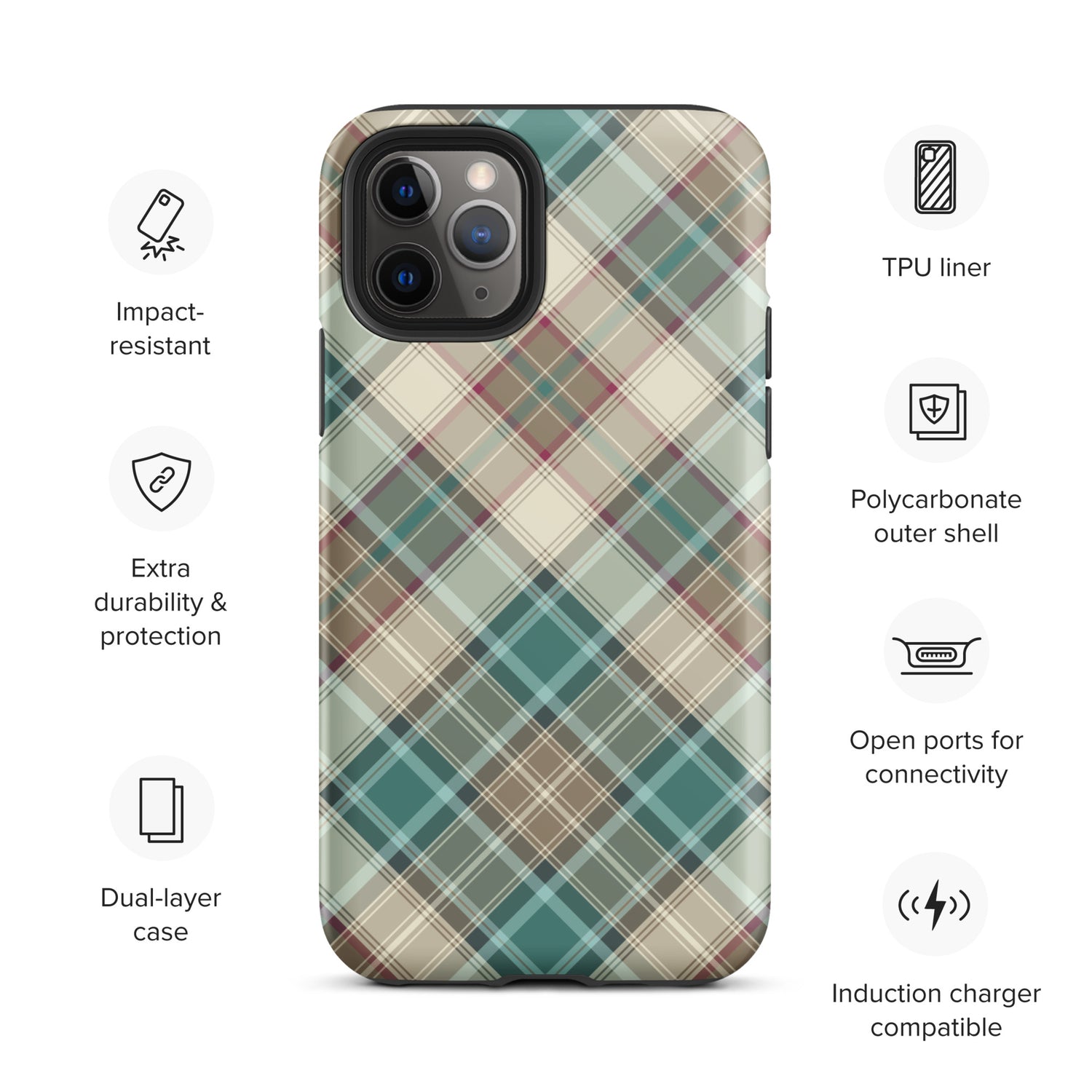 Scottish Plaid Print Tough iPhone 11 Pro case
