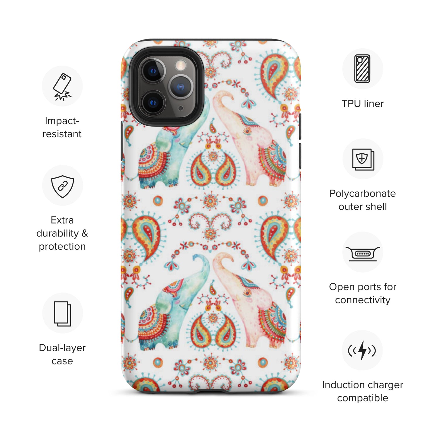 Indian Elephants Tough iPhone 11 Pro Max case