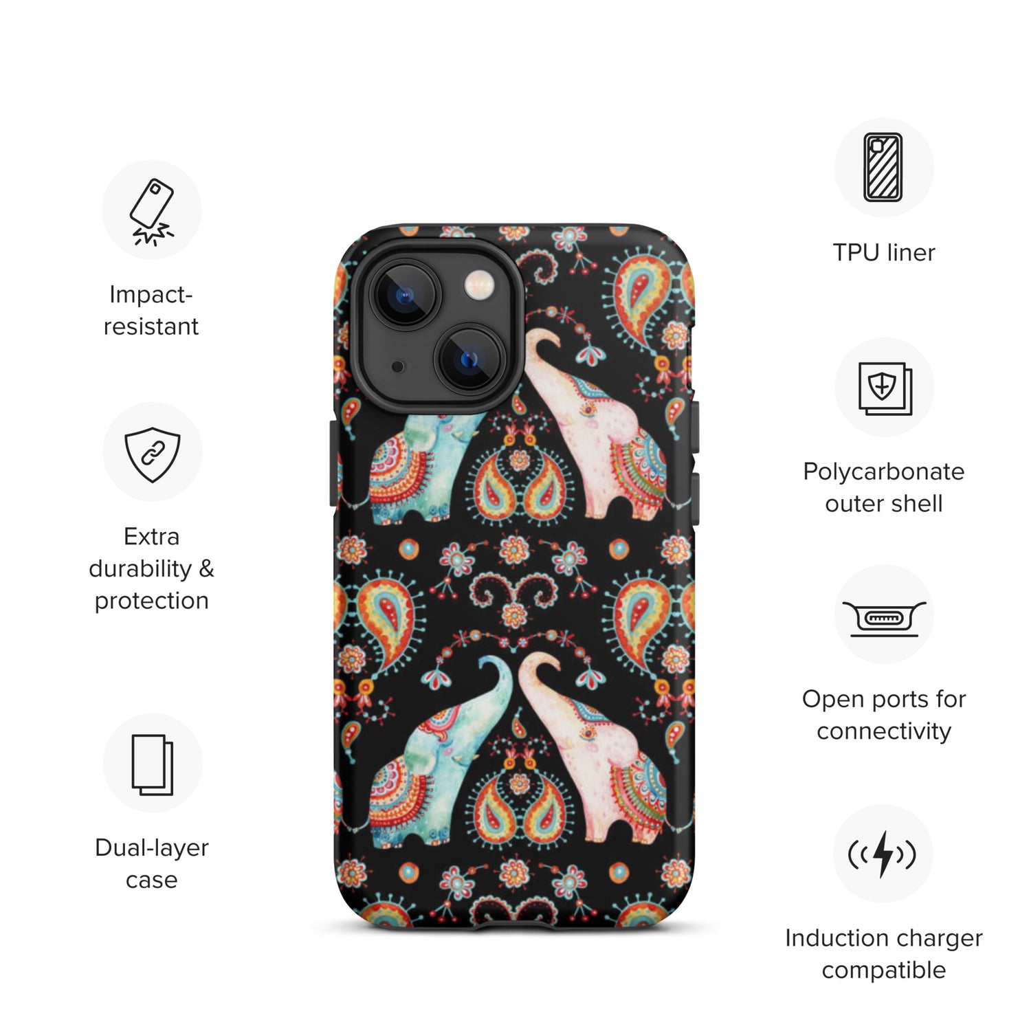 Indian Elephants Tough iPhone 13 mini case